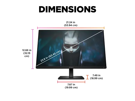 HP OMEN 24 780D9AA / 23.8", FHD 1920x1080, IPS, 165Hz Gaming Monitor