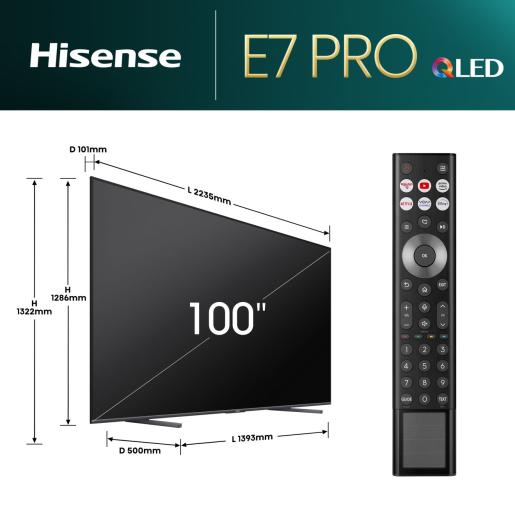 Hisense 100E7NQ PRO 100" QLED Smart TV 4K UHD