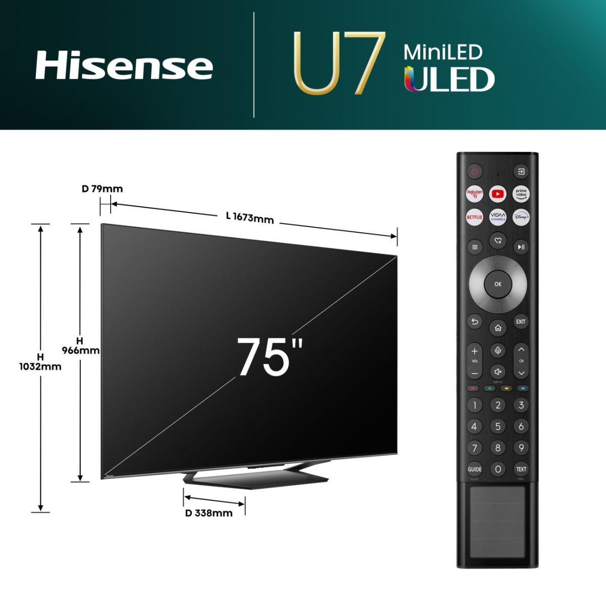 Hisense 75U7NQ 75" Mini LED ULED Smart TV 144Hz