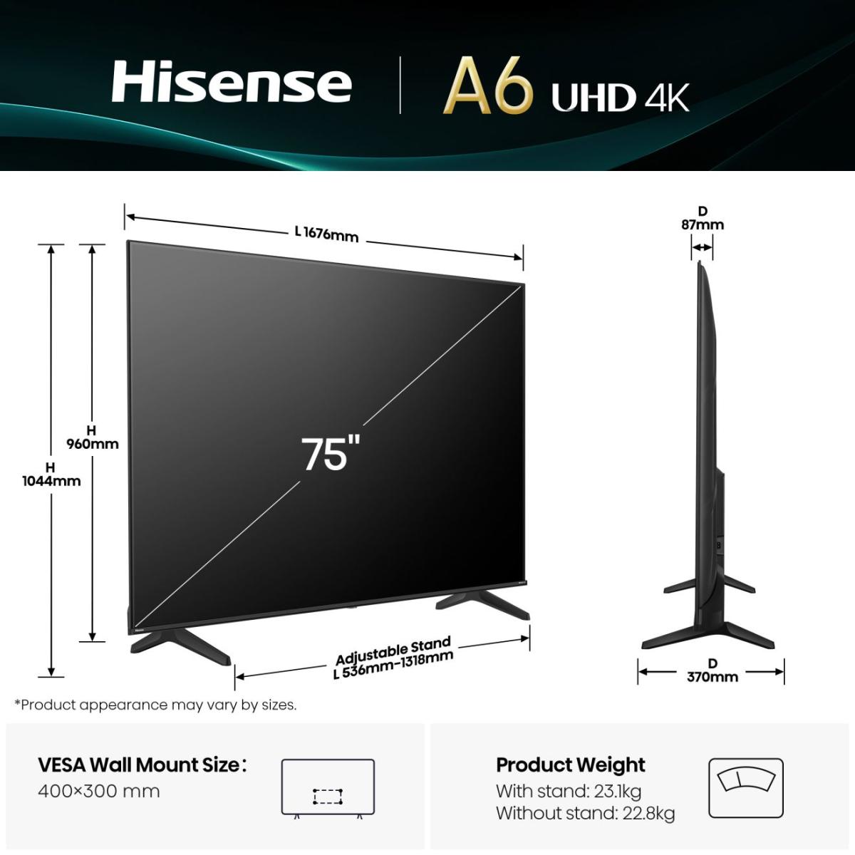 Hisense 75A6Q 75" 4K UHD Smart TV