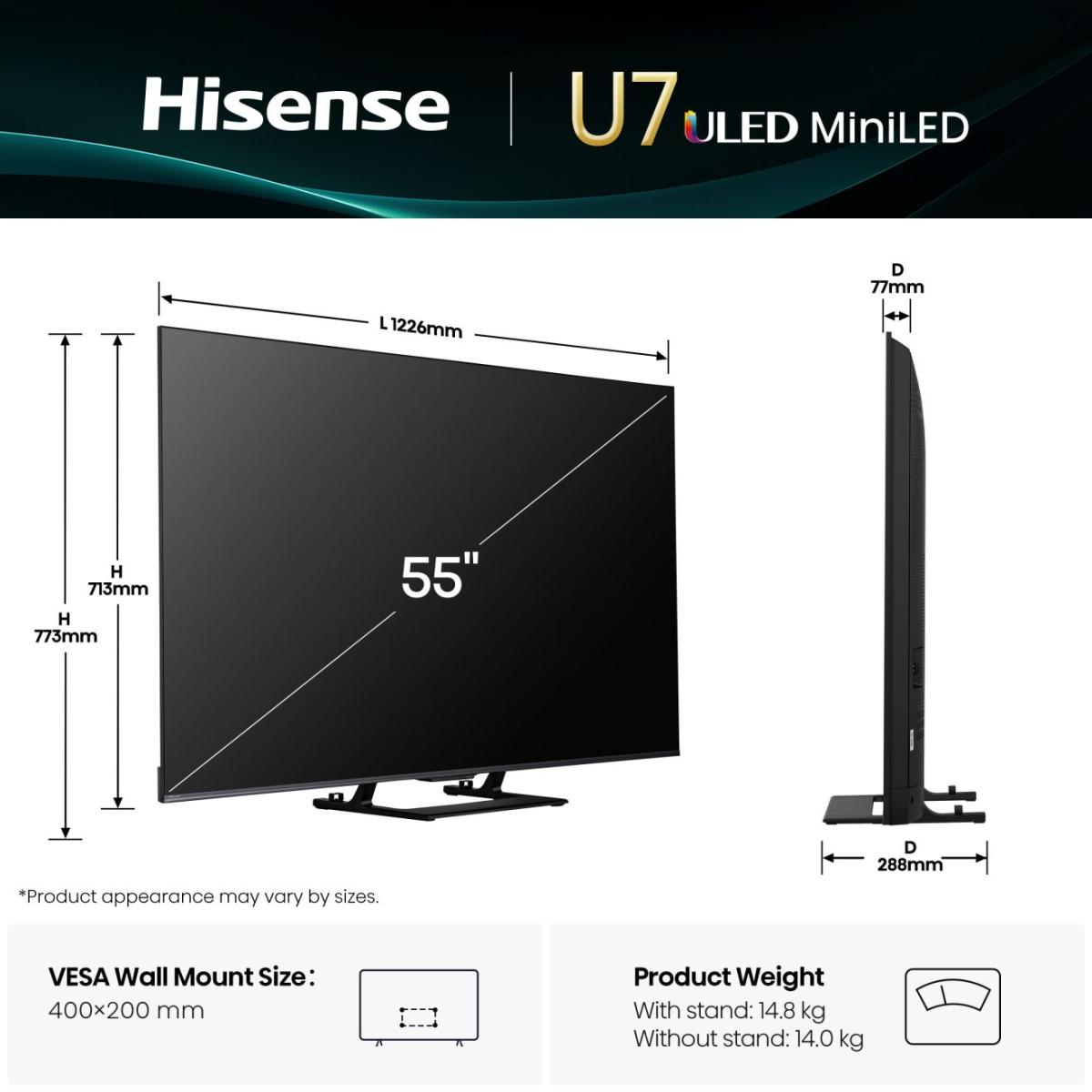 Hisense 55U7Q 55'' ULED Mini-LED 4K UHD Smart TV