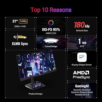 ASUS ROG Strix XG27WCS 27" Full HD 1920x1080 Fast VA Curved Gaming Monitor 280Hz