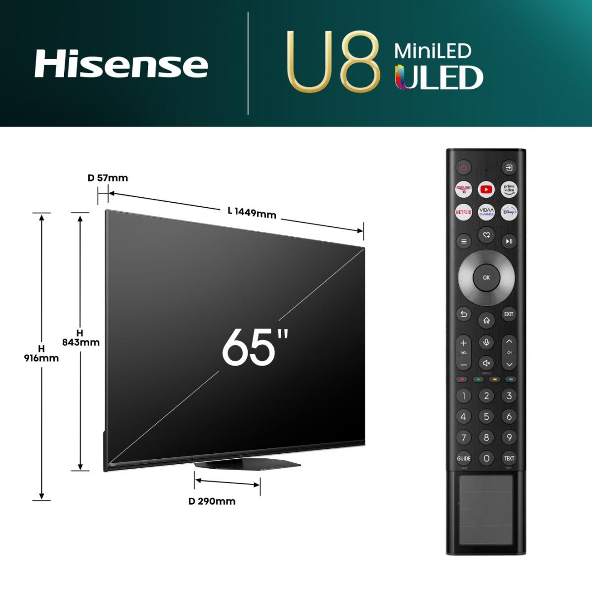 Hisense 65U8Q 65" Mini LED QLED VA 165Hz Gaming TV