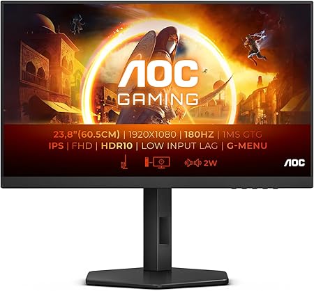 AOC 24G4X 23.8" Full HD 1920x1080 Fast IPS Gaming Monitor 180Hz