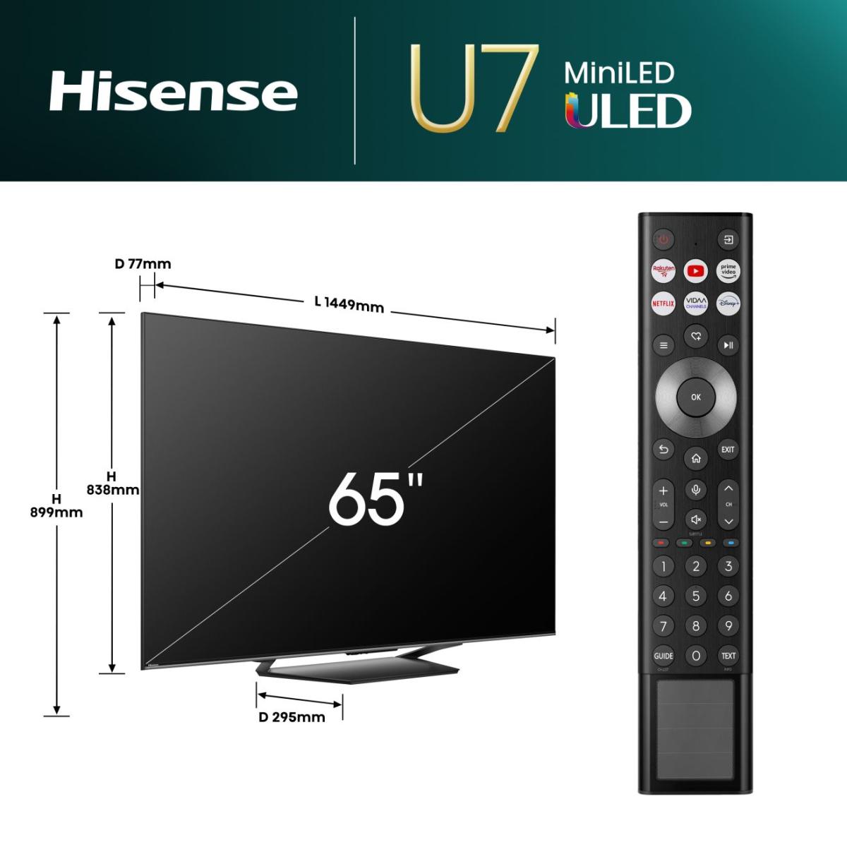 Hisense 65U7Q / 65" Mini LED VA ULED 4K Smart TV