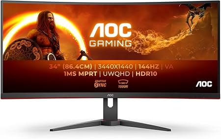 AOC CU34G2XE 34" UWQHD 3440x1440 VA Curved Gaming Monitor 144Hz