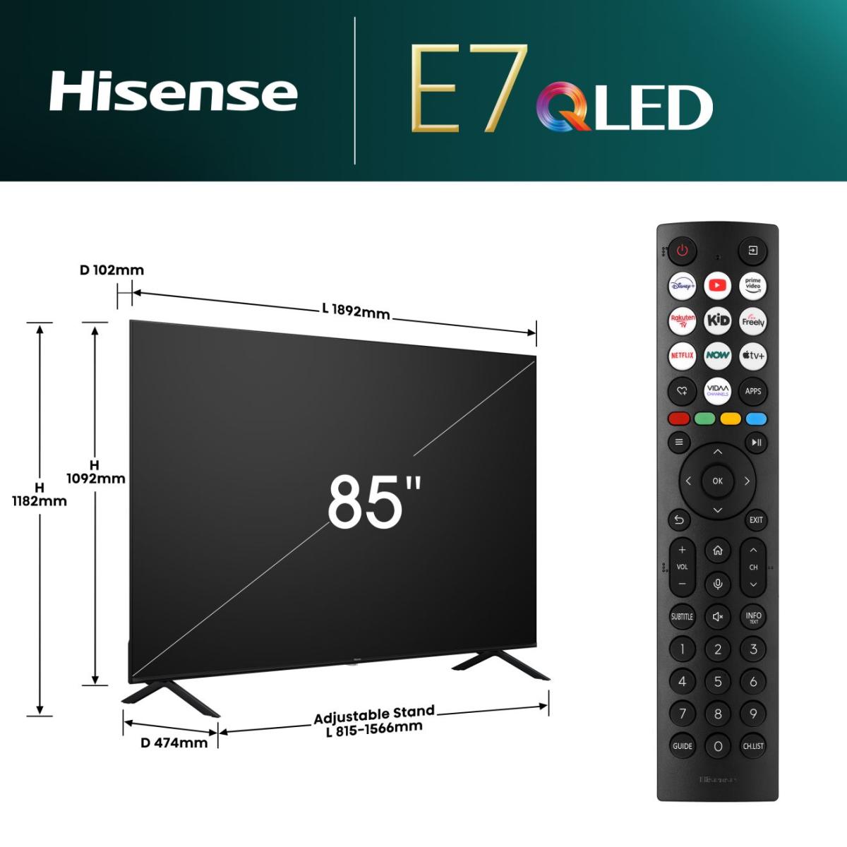Hisense 85E7NQ 85'' QLED Smart TV