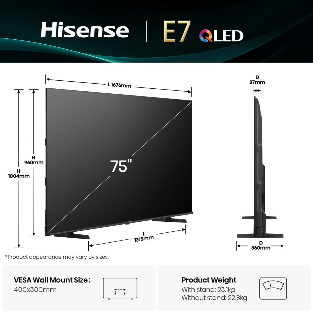Hisense 75E7Q 75" QLED 4K Smart TV