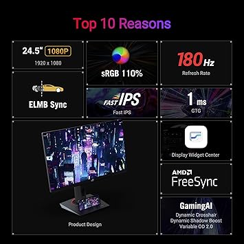 ASUS ROG Strix XG259CS 24.5" Full HD 1920x1080 Fast IPS Gaming Monitor 180Hz